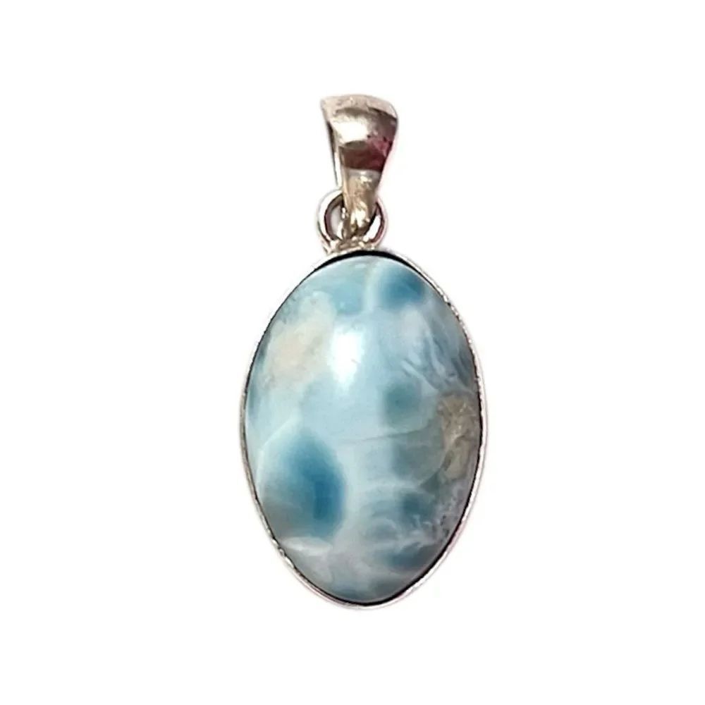 Artisan Sterling Silver Blue Larimar Oval Pendant